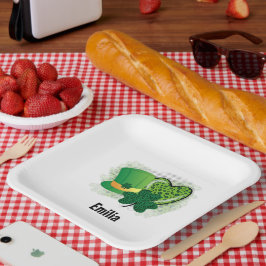 Personalisiert Name St Patricks Day Kleeblatt Clov Pappteller