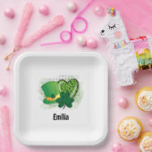 Personalisiert Name St Patricks Day Kleeblatt Clov Pappteller (Party)