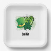Personalisiert Name St Patricks Day Kleeblatt Clov Pappteller (Vorderseite)