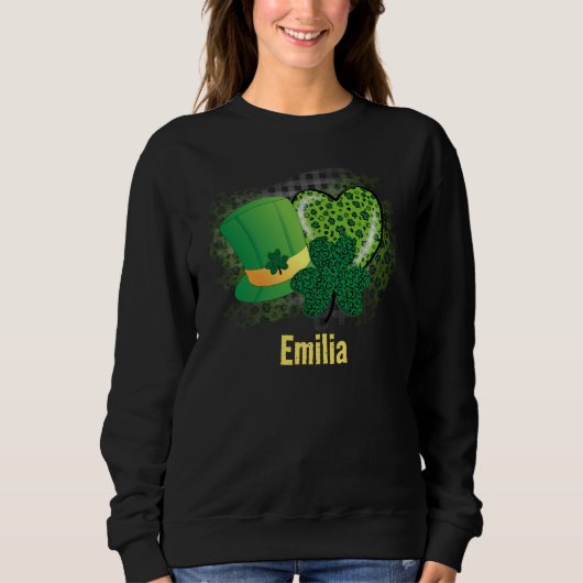 Personalisiert Name St Patricks Day Kleeblatt Clov Sweatshirt (Vorderseite)