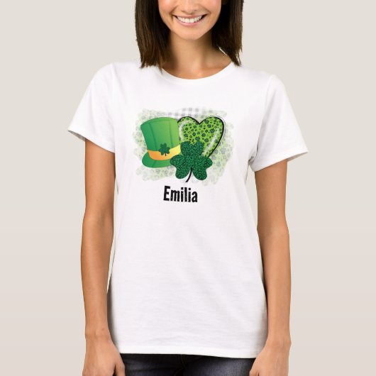 Personalisiert Name St Patricks Day Kleeblatt Clov T-Shirt (Vorderseite)
