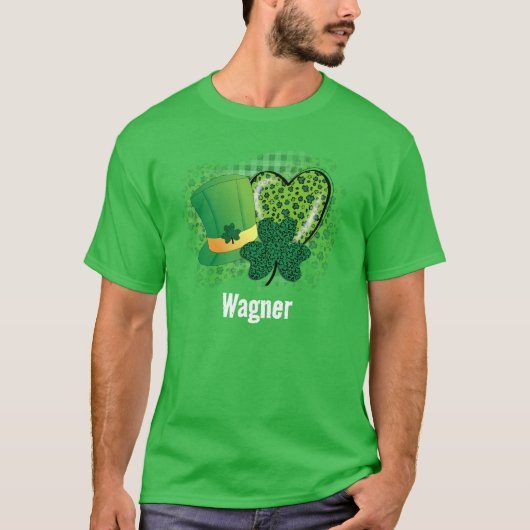 Personalisiert Name St Patricks Day Kleeblatt Clov T-Shirt (Vorderseite)