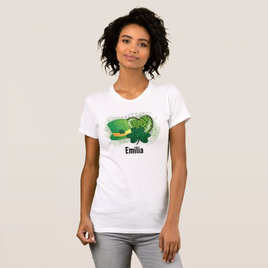 Personalisiert Name St Patricks Day Kleeblatt Clov T-Shirt (Vorne ganz)