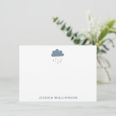 Personalisiert Name Stationery Cloud Rain Kids Dankeskarte (Stehend Vorderseite)