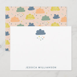 Personalisiert Name Stationery Cloud Rain Kids Dankeskarte
