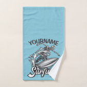 Personalisiert NAME Surfer Big Wave Skeleton Surfe Badhandtuch Set (Handtuch)