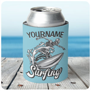Personalisiert NAME Surfer Big Wave Skeleton Surfe Dosenkühler