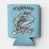 Personalisiert NAME Surfer Big Wave Skeleton Surfe Dosenkühler (Rückseite)