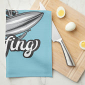 Personalisiert NAME Surfer Big Wave Skeleton Surfe Geschirrtuch (Viertel Falte)