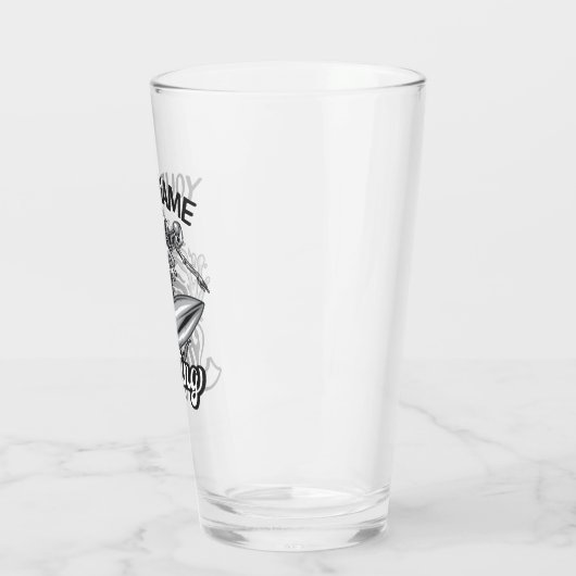 Personalisiert NAME Surfer Big Wave Skeleton Surfe Glas (Links)