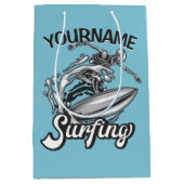 Personalisiert NAME Surfer Big Wave Skeleton Surfe Mittlere Geschenktüte (Vorderseite)