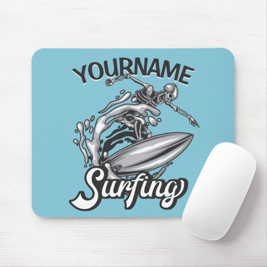 Personalisiert NAME Surfer Big Wave Skeleton Surfe Mousepad (Mit Mouse)