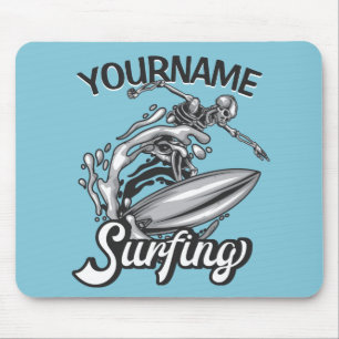 Personalisiert NAME Surfer Big Wave Skeleton Surfe Mousepad
