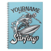 Personalisiert NAME Surfer Big Wave Skeleton Surfe Notizblock (Vorderseite)
