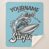 Personalisiert NAME Surfer Big Wave Skeleton Surfe Sherpadecke (Vorderseite)