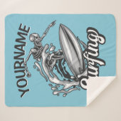 Personalisiert NAME Surfer Big Wave Skeleton Surfe Sherpadecke (Vorderseite (Horizontal))