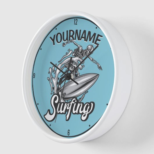 Personalisiert NAME Surfer Big Wave Skeleton Surfe Uhr (Winkel)