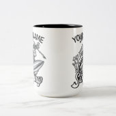 Personalisiert NAME Surfer Big Wave Skeleton Surfe Zweifarbige Tasse (Mittel)