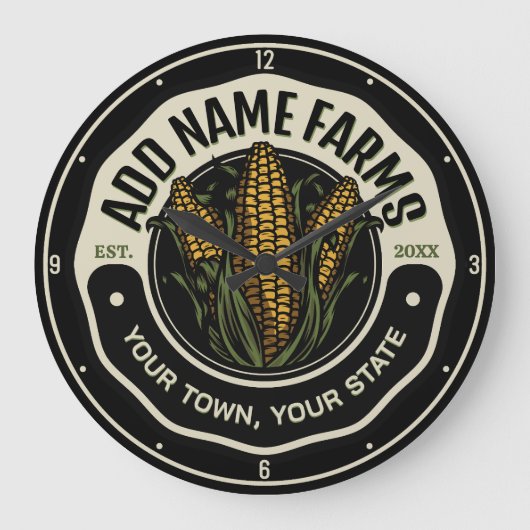 Personalisiert NAME Sweet Corn Garden Farm Bauer Große Wanduhr (Vorderseite)