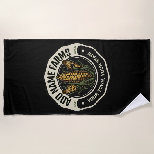 Personalisiert NAME Sweet Corn Garden Farm Bauer Strandtuch (Vorderseite)