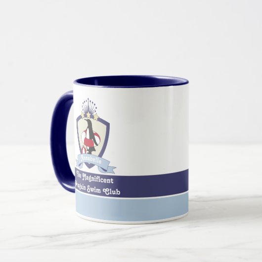 Personalisiert Name Swim Club Wappen Niedlich Ping Tasse (Vorderseite Links)