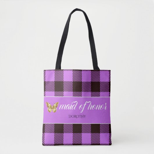 Personalisiert Name Tartan Trauzeugin Bridesmaid Tasche (Vorderseite)