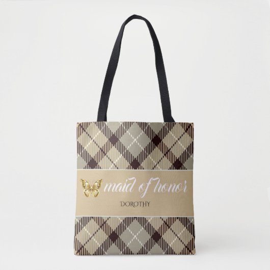 Personalisiert Name Tartan Trauzeugin Bridesmaid Tasche (Vorderseite)