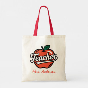 Personalisiert Name Teacher Red Apple Tragetasche