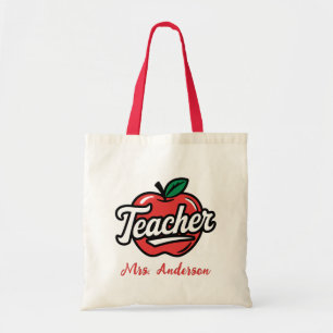 Personalisiert Name Teacher Red Apple Tragetasche