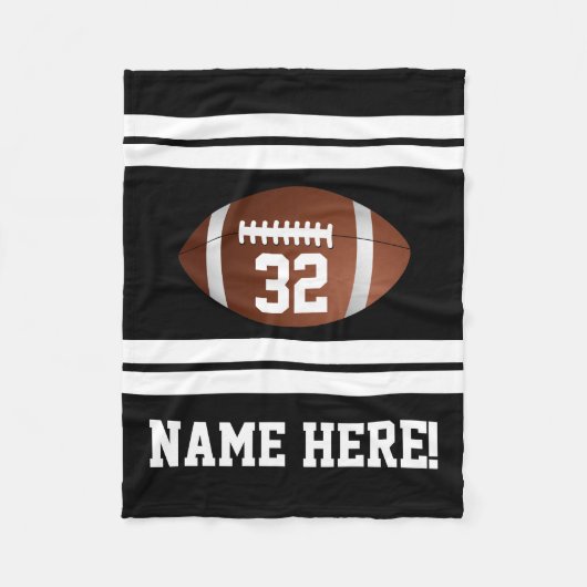 Personalisiert Name Team Colors Black Football Fleecedecke (Vorderseite)