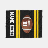 Personalisiert Name Team Colors Black/Gold Footbal Fleecedecke (Vorderseite (Horizontal))