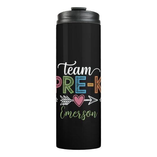 Personalisiert Name Team Pre-K Pre-School Lehrer Thermosbecher (Vorderseite)