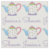 Personalisiert Name Tee Time Party Teapot Polka Do Stoff (Nahaufnahme)