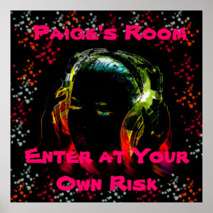 Personalisiert Name Teen Girl Music Headphones Poster