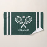 Personalisiert Name Tennis Dunkelgrüne Streifen Handtuch<br><div class="desc">Hier bei AdeliaGifts Liebe dieses Personalisierte Tennis Dunkelgrünes Handtuch und wir denken,  dass Sie es auch Liebe. Das perfekte Geschenk für die Leckerei selbst! Wir haben eine große Auswahl an Produkten mit den meisten Designs für Männer,  Frauen und Kinder. Karo sie raus!</div>