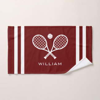 Personalisiert Name Tennis Dunkle rote Streifen Handtuch