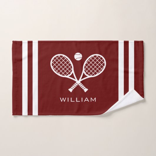 Personalisiert Name Tennis Dunkle rote Streifen Handtuch (Handtuch)