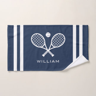 Personalisiert Name Tennis Navy Blue Streifen Handtuch