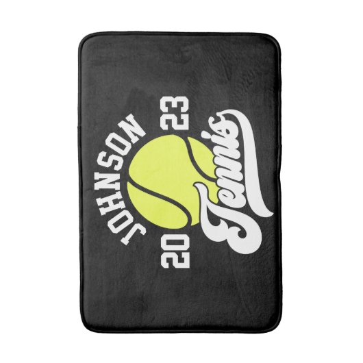 Personalisiert NAME Tennis Racket Ball Court Badematte (Vorderseite Vertikal)