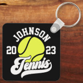 Personalisiert NAME Tennis Racket Ball Court Schlüsselanhänger (Rückseite)