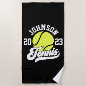 Personalisiert NAME Tennis Racket Ball Court Strandtuch (Vorderseite)