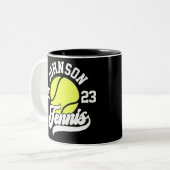 Personalisiert NAME Tennis Racket Ball Court Zweifarbige Tasse (Vorderseite Links)