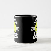 Personalisiert NAME Tennis Racket Ball Court Zweifarbige Tasse (Mittel)