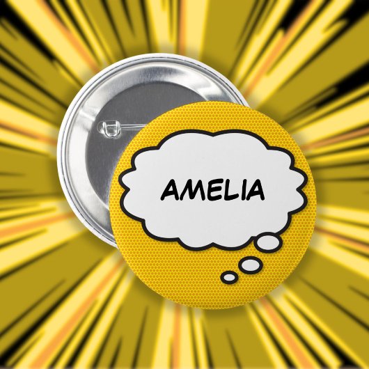 Personalisiert Name Think Bubble Fun Comic Book Button