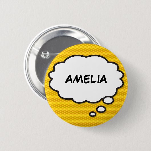 Personalisiert Name Think Bubble Fun Comic Book Button (Vorne & Hinten)