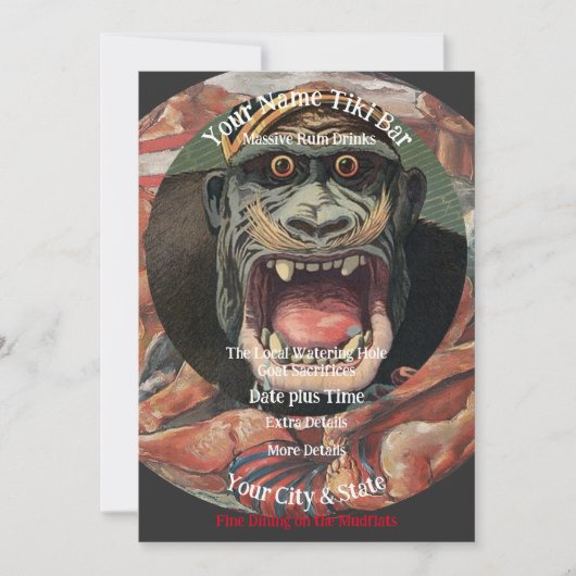 Personalisiert Name Tiki Bar Your City & Staat T-S Einladung (Vorderseite)