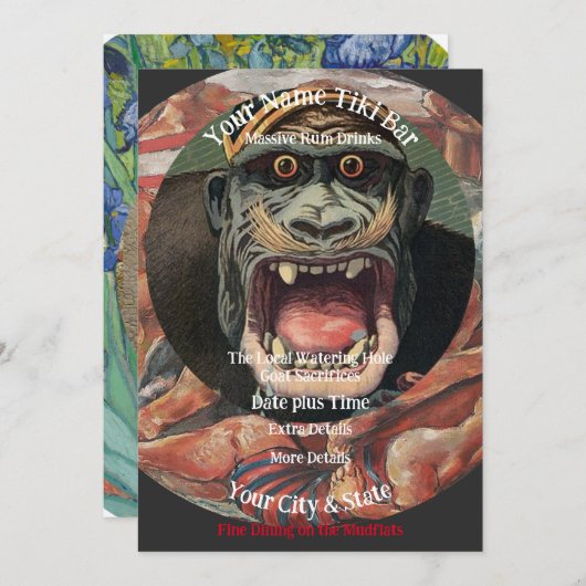 Personalisiert Name Tiki Bar Your City & Staat T-S Einladung (Vorne/Hinten)