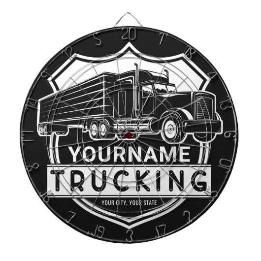 Personalisiert NAME Trucking Big Rig Semi Trucker Dartscheibe (vorne)
