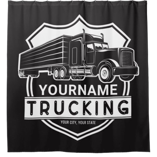 Personalisiert NAME Trucking Big Rig Semi Trucker Duschvorhang (Vorderseite)