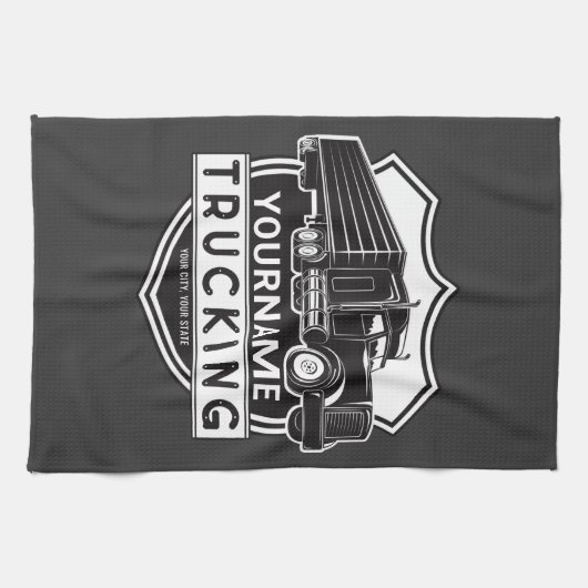 Personalisiert NAME Trucking Big Rig Semi Trucker Geschirrtuch (Horizontal)